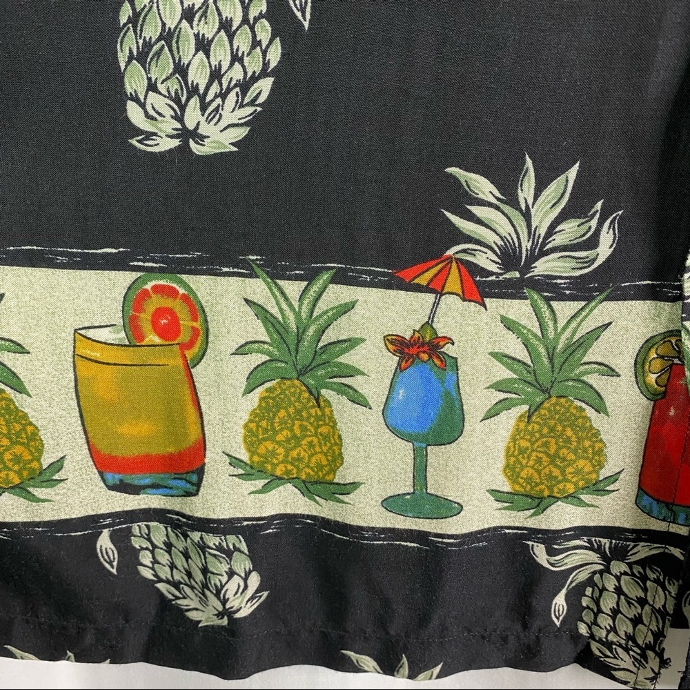 Vintage Black Pineapple Cocktail Print Shirt Lg - Picture 5 of 8